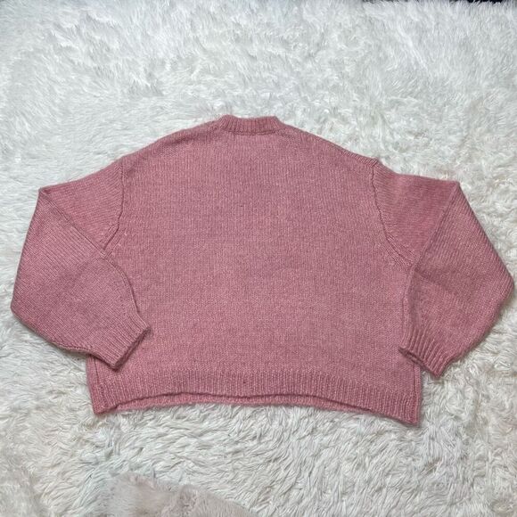 MNG Pink Knit Sweater Womens Size XL Crop Polyester Wool Blend - Picture 8 of 8